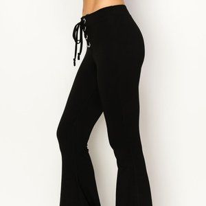 NEW VOCAL EYELET YOGA BLACK PANTS leggings boho hippie groovy SM-XL slimming